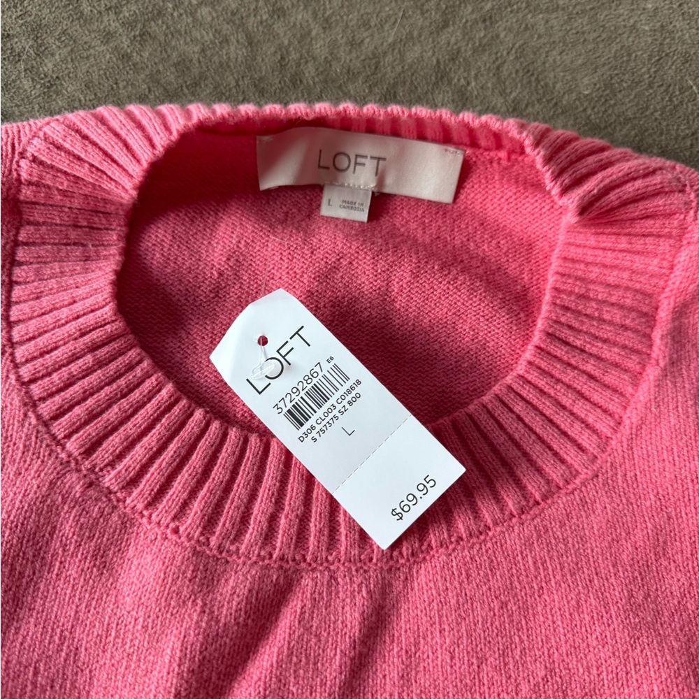 LOFT Vibrant Pink Crew Neck Sweater